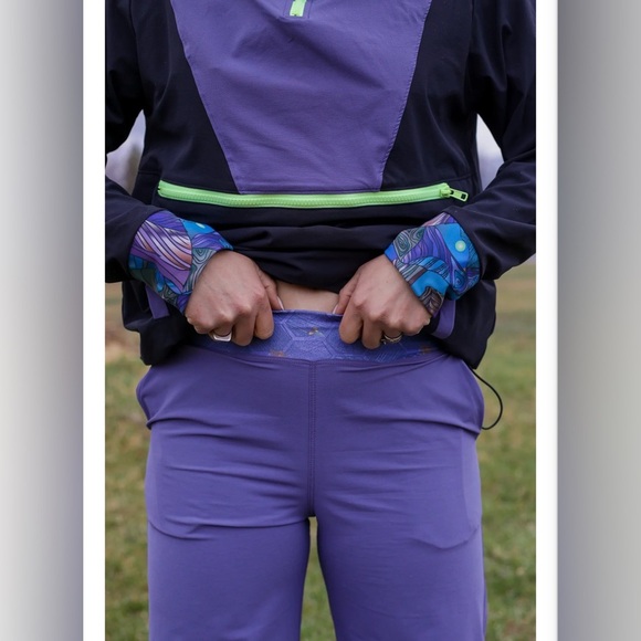 Youer Success Pants Wide Leg Women Size L High Waist Lightweight Alpen Purple - Picture 15 of 17